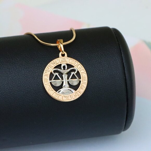 "Rose Gold Libra Zodiac Pendant with Delicate Scales Symbol Design, XPPT1451 - Picture 6 of 13